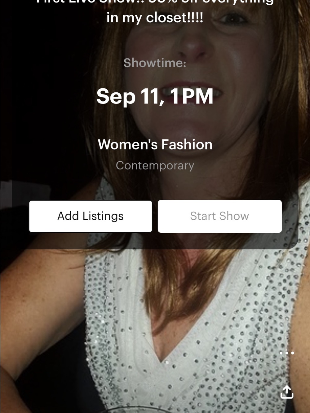 Live Show 50% off everything in closet. 25.00 or less starts on unlisted items.